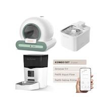 Groove Ti+ Akıllı Otomatik Kedi Tuvaleti Yeşil - Petfit Aqua Flow Akıllı Bataryalı Su Pınarı Çeşmesi + Petfit Feline Prime Akıllı Otomatik Mama Kabı Bundle