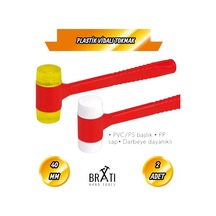 Plastik Saplı Vidalı Tokmak Çekiç 40mm 2 Adet Sarı + Beyaz