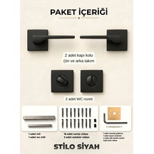 Stilo Siyah Kare Rozetli Kapı Kolu Lüks Wc Kapı Kolu