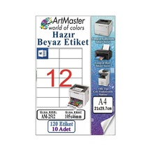 A4 Hazır Beyaz Etiket 105x46 Mm 10 Sayfa 1 Paket 12 Li Kendinden Yapışkanlı Fotokopi Lazer İnkjet Kağıdı Yazıcılar İçin