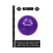 Premium Aerobik Aktif Yaşam Kondisyon Msp-40 Masajlı Plates Topu 65 Cm Mor Renk