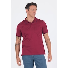 Kısa Kol Düz Suprem Polo Yaka Cepli %100 Pamuk Comfort Fit Tişört 1011250189 Bordo