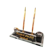 Mertkristal Kristal Masa İsimliği Kalemli Ofis Hediyesi M114GLD