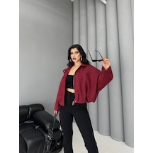Süet Apoletli Bomber Ceket Kırmızı