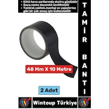 Ultra Güçlü Su Neme Dayanıklı Çok Amaçlı Montaj Onarım İzolasyon Tamir Bantı Siyah 48 Mmx10 Mt 2 Adt