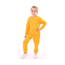 Toontoy Kız Çocuk Relax Fit Bisiklet Yaka Hafif Düşük Omuz Nakış Baskılı Sweatshirt - 3 İplik Şardonlu Turuncu