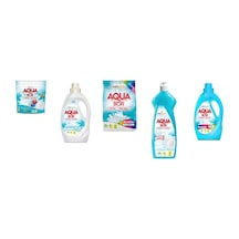 Aquabor Doğal Mineralli Tablet + Sıvı Beyaz + 4 Kg Renkliler + Elde Bulaşık + Sıvı Renkliler 5 Li Set