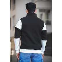 Arman Üç İplik Şardonlu Parçalı Fermuarlı Dik Yaka Slim Fit Erkek Sweatshirt 001
