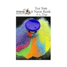Neon Fosforlu Toz Sim 6 Renk 120 Gr 2 Adet Tuzluklu Karışık 6 Lı Renkli Canlı Neon Toz Sim Büyük Epoksi Reçine