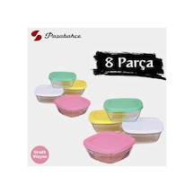 Pudding Silikon Kapaklı Cam Saklama Kabı 8'li Kahvaltılık 310cc. Fma07093