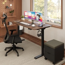 Uprise Comfort Çift Motorlu Yükseklik Ayarlı Masa 72 121 Cm Siyah Ayak/ceviz Tabla, 120x60 Cm Genel