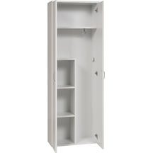 Temizlik Malzemeleri Dolabı, Ahşap Gardırop, Elbise Dolabı, Çok Amaçlı Dolap, 60x34x180cm Beyaz