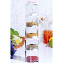 Akrilik Renkli Geçmeli 5'li Bremen Pratik Baharatlık Seti 12x8x2 Şeffaf