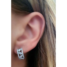 Oseshop Baget Taşlı Gümüş Küpe