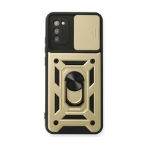 Samsung Uyumlu Galaxy A03s Kılıf Pars Lens Yüzüklü Silikon - Gold 0.2M-Çok Renkli