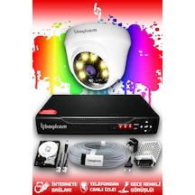 Bayicam 1 Kameralı Dome 1 İç Kamera Set 500 GB HDD Full HD Renkli Gece Görüşlü Güvenlik Kamerası Sistemi