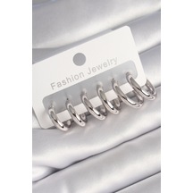 Pirinç Gümüş Renk Halka Model Kadın Küpe Seti - Tj-bkp8764 Altın - Çok Renkli