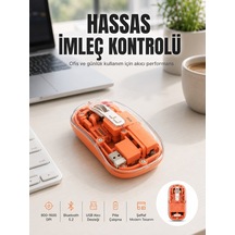 Bluetooth Ve Usb Destekli Kablosuz Şeffaf Mouse Sessiz Kullanım Yeni Nesil - Lisinya