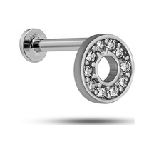 925 Ayar Gümüş Rodyumlu Minimal Zirkon Taşlı İçi Boş Daire Tragus Piercing Küpe Gümüş