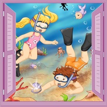 Çocuk Odası Bebek Odası Pencere Poster Duvar Kağıdı Dalgıç (502388624)