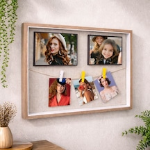 Ahşap İpli Mandallı Fotoğraf Çerçeve – 27 × 42 cm | Kişiye Özel Fotoğraf Baskısı Dahil
