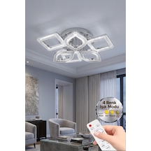 Hera Model Gümüş 6"lı Ledli 3 Renk Modu Kristal Salon Mutfak Yatak Çocuk Odası Avize