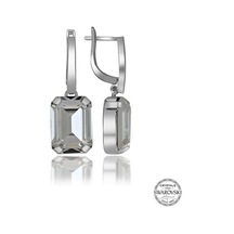 Swarovski Crystal Taşlı Gümüş Beyaz Baget Sallantılı Kadın Küpe Diğer