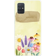 Samsung Galaxy A71 Uyumlu Sulu Boya Dokulu Vazoda Çiçek Desenli Baskılı Silikon Kılıf Renkli