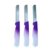 Solingen Sebze Bıçağı Lazerli Mor Beyaz Renkli Kulp 3 Lü Set 22 Cm