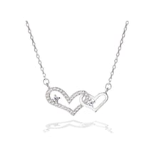 Brezza Lusso Jewelry  Diamond Serisi Minik Kalbim Tektaş Işıltılı Gümüş Kadın Kolye 45 CM 45 CM