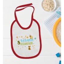 BK Kids Babamın Kızanıyım Tasarımlı Kırmızı Bebek Mama Önlüğü-1 Kırmızı