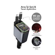 66w Akıllı Araç Şarjı Led Aydınlatmalı 4in1 Çift Kablolu 3.4a Araç İçi Çakmaklık Şarj Aleti