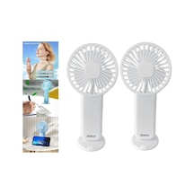 2 Adet Mini Fan,telefon Tutucu,portatif El Vantilatörü Beyaz 9,3x19cm