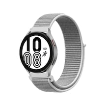 Newface Samsung Galaxy Uyumlu Watch 4 Hasırlı Cırtcırtlı Kordon -  Beyaz