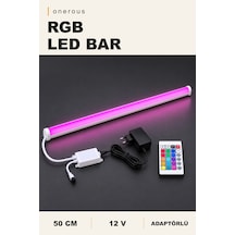 Onerous 50 Cm 12v Rgb Led Bar, 24 Tuş Kumandalı, Adaptörlü Çok Renkli