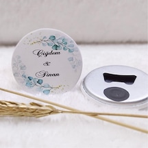 Açacak Magnet Nikah Hediyeliği Mavi Beyaz Çiçek Uv Baskı(30 Adet)