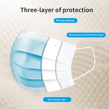 Vkemall 50 Adet Tek Kullanımlık Mavi Maske - 3 Katlı Tekstil, Toz Ve Toz Partiküllerine Koruma, Nemlendirici Ve Konforlu Kulaklı