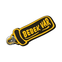 Bebek Var Yazılı Plaka Vantuzlu Pleksi Cam Süsü 13x5cm Siyah Sarı