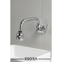 Duvardan Tek Su Girişli 3 Fonksiyonlu Oynar Başlıklı Lavabo Musluğu Krom