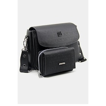 Just Polo Kadın Ayarlanabilir Askılı Şık El & Omuz Çantası Ve Cüzdanı Kombin Shopper Siyah