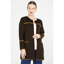 Uzun Triko Ceket - Kahve - Hardal 001