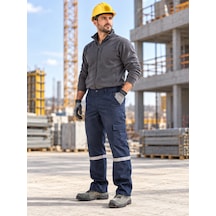 7/7 Kışlık Gabardin Reflektörlü İşçi Pantolonu Lacivert Kargo Cepli Kalın Gabardin İnşaat İş Pantolonu