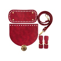 Fochsia 5 Adet Parlak Düz Rastgele Vintage Koyu Desenli Şarap Kırmızısı Çanta Aksesuarı El Örgü Sırt Çantası Tabanı