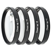 Ayex 40.5mm Close-up Filtre Seti 4 Lü +1, +2, +4, +10 Optik Cam, Metal Çerçeve, Taşıma Çantalı