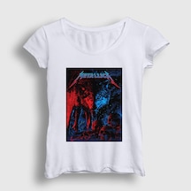 Presmono Kadın Wolf Metallica T-shirt Beyaz
