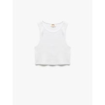 Koton Pamuklu Arkası Pencere Detaylı Kaşkorse Basic Crop Atlet Beyaz 5skg30003ak Beyaz