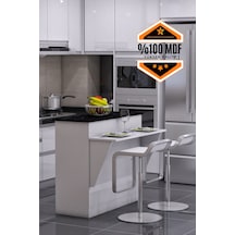 Mutfak Masası Ada Şeklinde Bar Masa Ile Birlikte Azure Mdf Siyah