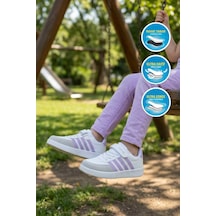 Lafonten 754 F Beyaz-lila Cırtlı Kız Çocuk Spor Ayakkabı