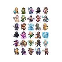 30 Adet Chibi Fantastik Macera Sticker Seti - Laptop Defter Telefon İçin Çok Renkli
