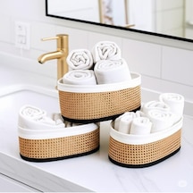Wicker Premium Serisi Oval 3'lü Set Organizer Açık Gri